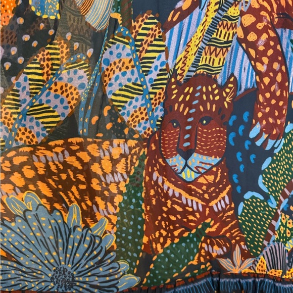 FARM Rio Blue Cool Leopard Ruffle Maxi Dress Size Small - Picture 10 of 11